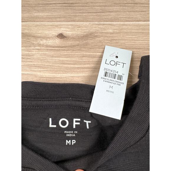 LOFT Sam Slub Petal Sleeve Tee Petite Medium Black - Picture 7 of 8